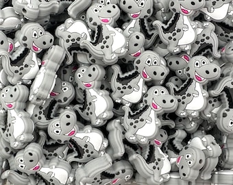 Gray Dinosaur Silicone Focal Beads