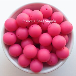 19mm Light Hot Pink Silicone Beads, Set of 5 or 10,   Silicone Beads,  Beads, , Silicone Loose Beads,