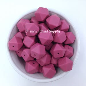 17mm Plum Rose Hexagon Silicone Beads,   Silicone Beads,  , , Silicone Loose Beads,