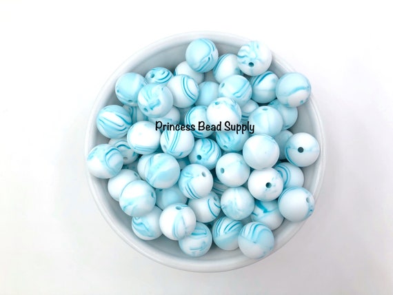 12mm Marble Strawberry Ice Silicone Beads, 100% Food Grade Silicone Beads,  BPA Free Beads, Sensory Beads, Silicone Loose Beads