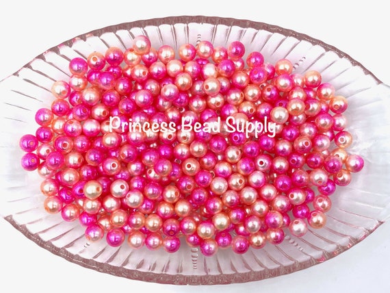 8mm Ombre Pearls Beads, Pink & Orange Ombre Pearls, 8mm Magic