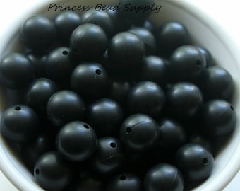 15mm Black Silicone Beads