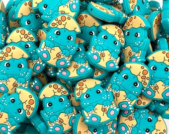 Turquoise Hatching Baby Dinosaur Silicone Focal Beads