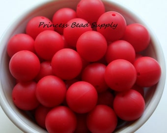 19mm Red Silicone Beads, Set of 5 or 10,  100% Food Grade Silicone Beads, BPA Free Beads, Sensory Beads, Silicone Loose Beads,