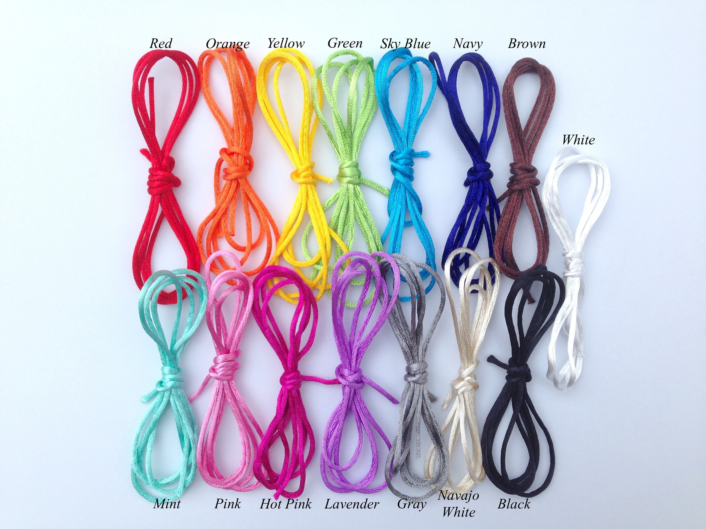 TYRY.HU MultiColor 10meter Satin Nylon Cord Solid Rope For