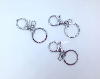 30mm Silver Swivel Key Ring and Clip, Keyring,  Lobster Clasp,  Key Chain, Key Ring, Key Chain and Clip, Keychains