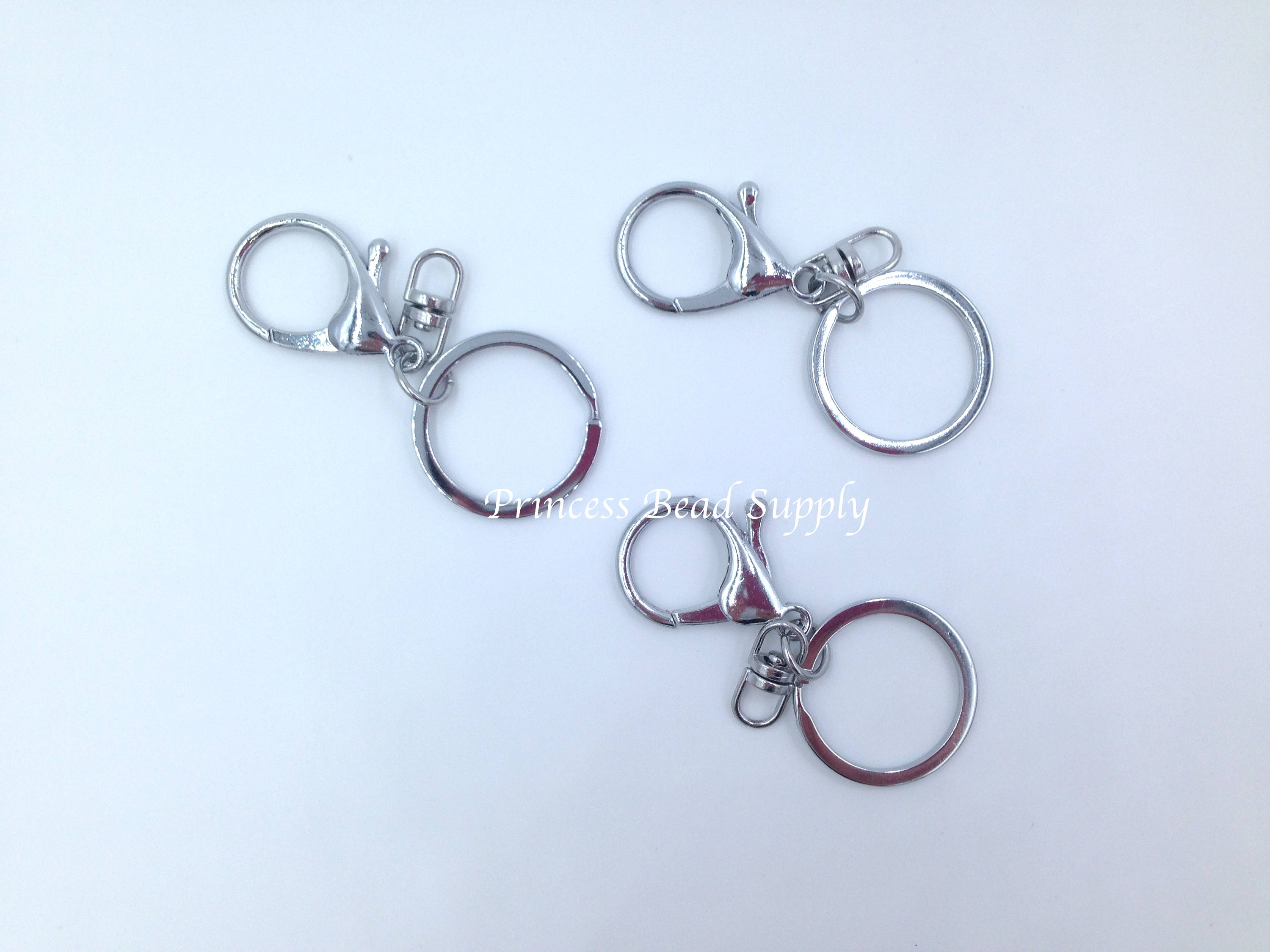 5 European Silver Tone Key Rings Fits European Beads F492 