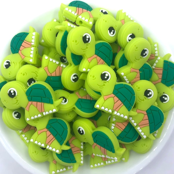 Light Green Turtle Silicone Focal Beads,   Turtle Silicone Beads,  Turtle Shaped Silicone Beads,  Wholesale Silicone, Silicone Beads