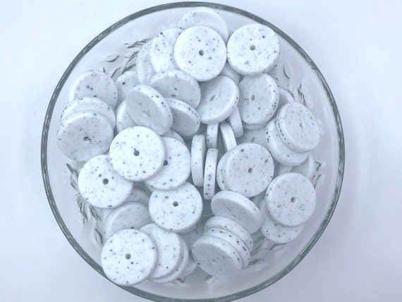 NEW! 25mm Speckled Coin Silicone Beads, Flat Silicone Beads, Disc