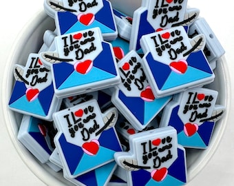 I Love you Dad Silicone Focal Beads