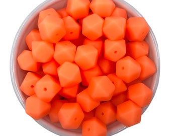 Neon Orange Glow in the Dark 17mm Hexagon Silicone Beads,  Silicone Beads,  Silicone Beads Wholesale
