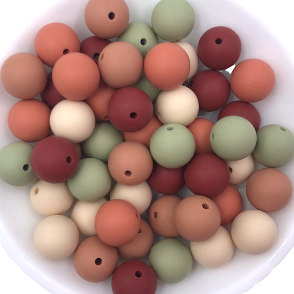 Boho Silicone Bead Mix, Wholesale Silicone Beads, Silicone Beads,  Velvet Clay, Ginger, Coral Spice, Sage, Beige