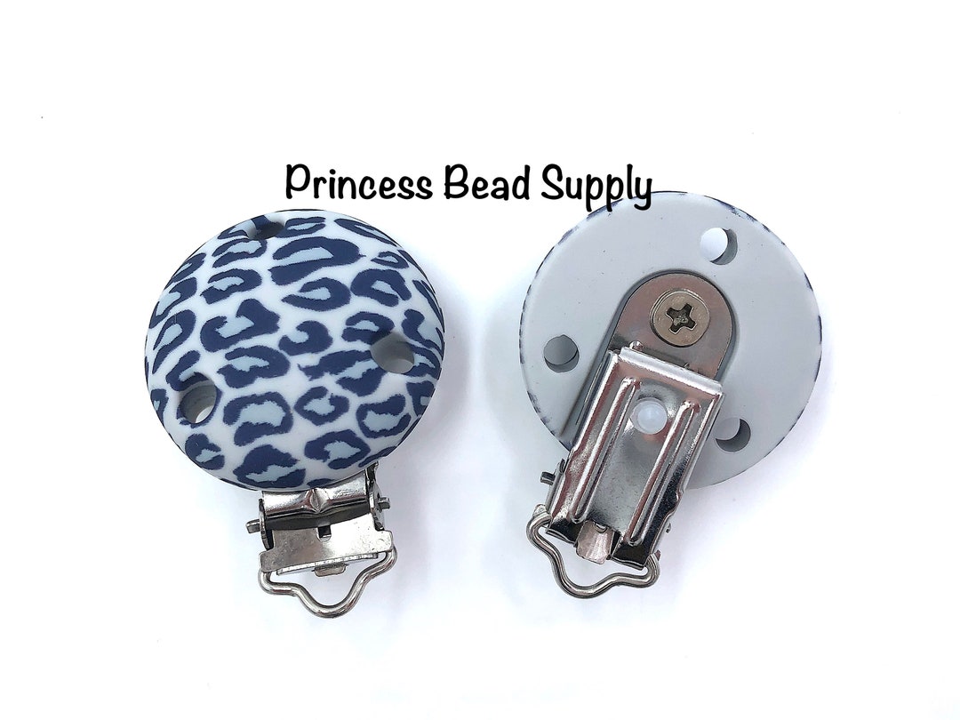 Gray Leopard Pacifier Clip Leopard Print Silicone Pacifier Etsy