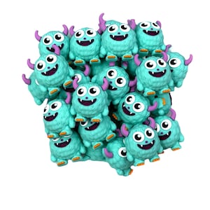 3D Turquoise Monster Silicone Focal Beads