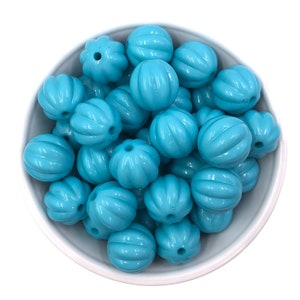 20mm Turquoise Pumpkin Solid Beads, 20mm Chunky Beads,  Acrylic Beads, Pumpkin Shaped Beads, Big Beads