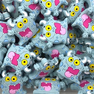 Blue Monster Silicone Focal Beads,  Monster Shaped Silicone Beads,  Silicone Focal Beads, Silicone Beads
