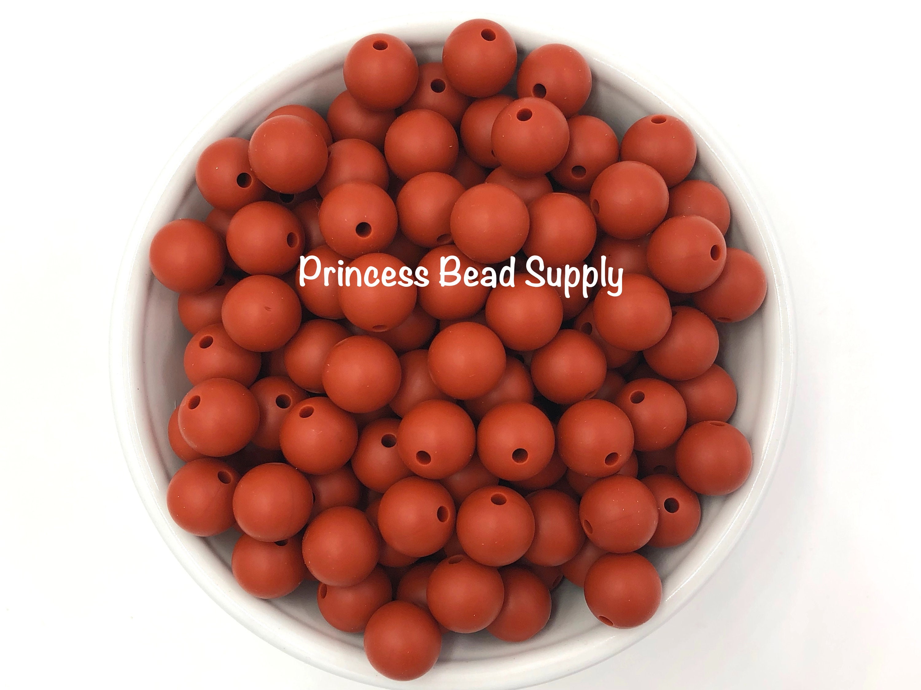 15mm Rust Silicone Beads, Red Round Silicone Beads, Beads