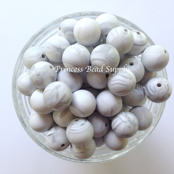 15mm Marble White Silicone Beads, Silicone Beads,  Silicone Beads Wholesale