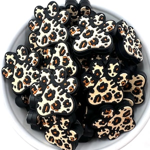 Leopard Paw Print Silicone Focal Beads