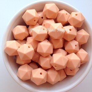 14mm Peach Mini ICOSAHEDRON Silicone Beads, Mini icosahedron Silicone Beads