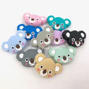 SALE--Koala Shaped Silicone Beads, Beads, Shaped Silicone Beads,  Silicone Loose Beads, Wholesale Silicone