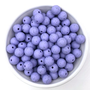 12mm Periwinkle Purple Speckled Silicone Beads