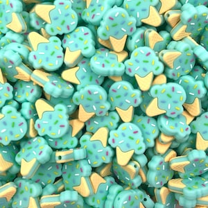 Mint Ice Cream Cone Silicone Focal Beads,  Ice Cream Silicone Beads,  Ice Cream Shaped Silicone Beads,  Silicone Beads, Wholesale Silicone