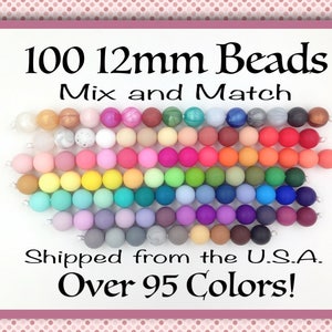 100 BULK 12mm Silicone Beads, 100 Silicone Beads Wholesale, 100