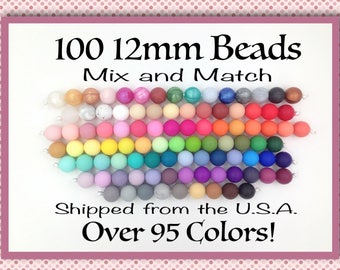 100 BULK 12mm Silicone Beads