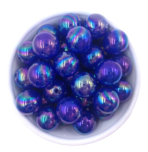 20mm Royal Blue AB Jelly Chunky Beads, 20mm Royal Blue Iridescent Beads,  20mm Chunky Beads, Acrylic Beads, Shimmer Beads