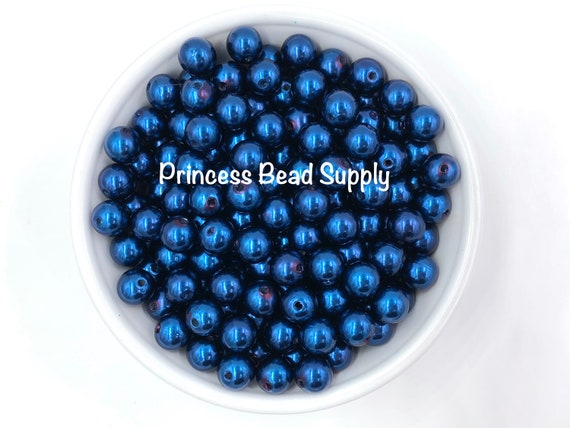 10mm Royal Blue Pearls Beads, Royal Blue Pearls, 10mm Royal Blue