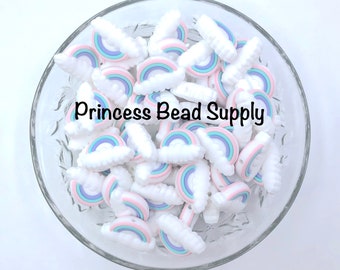 Rainbow Silicone Focal Beads,  Rainbow Silicone Beads Pink, Aqua, Purple,  Rainbow Shaped Silicone Beads, Wholesale Silicone