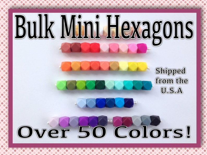 500 14mm Mini Hexagon Silicone Beads Wholesale Silicone Beads Loose Beads Sensory Beads 500 Bulk MINI HEXAGON Silicone Teething Beads