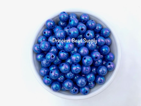 12mm Royal Blue AB Solid Mini Chunky Beads, 12mm Royal Blue AB Solid Beads,  Shimmer Beads, 12mm Mini Beads, 12mm Beads, Acrylic Beads 