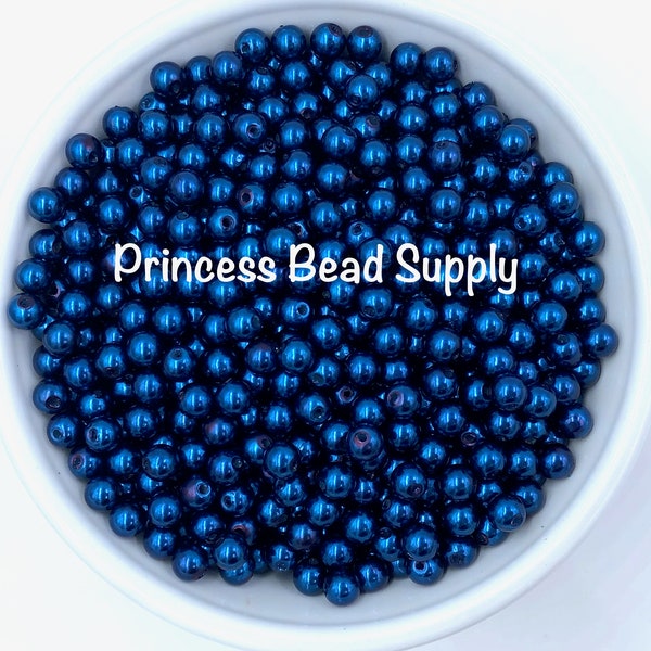 6mm Royal Blue Pearl Beads, 6mm Pearls  6mm Faux Blue Pearl Beads, 6mm Blue Pearls, 6mm Spacer Beads, Faux Pearls, 6mm Beads