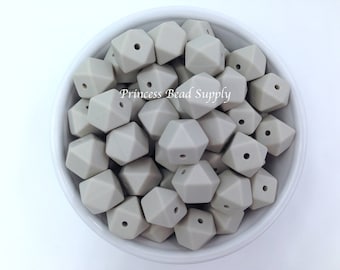 14mm Riverstone Mini Hexagon Silicone Beads