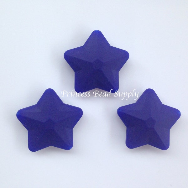 Large Navy Star Silicone Beads, Faceted Star Silicone Beads, 45mm Star Pendant, BPA Free Beads, Sensory Beads, Silicone Star