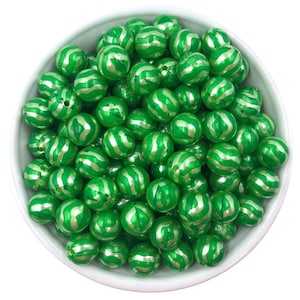 12mm Green Watermelon Rind Pearl Beads,  12mm Watermelon Beads,  Watermelon Rind Beads, Mini Chunky Beads, 12mm Beads, Acrylic Beads