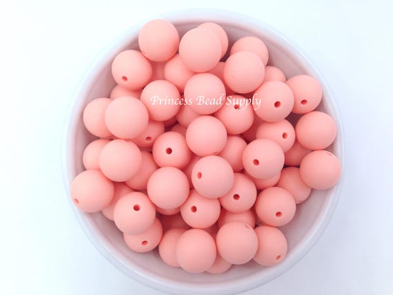 15mm Peach Silicone Beads, Pink Round Silicone Beads, Beads Wholesale