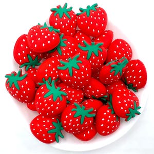 Red Strawberry Silicone Focal Beads,  Red Strawberry Shaped Silicone Beads,  Silicone Beads,  Silicone Loose Beads, Wholesale Silicone