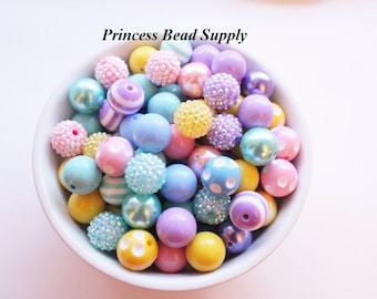 Spring Bead Mix,  20mm Chunky Bulk Beads, Easter Bulk Bead Mix,  Wholesale Beads, Bubble Gum Beads, Acrylic Beads,  20mm Beads, CBM208