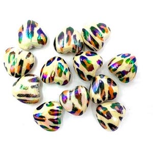 20mm Cheetah AB Iridescent Heart Acrylic Beads