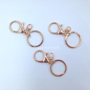 30mm Rose Gold Swivel Key Ring and Clip, Keyring,  Lobster Clasp Swivel Key Chain, Key Ring, Keychain and Clip