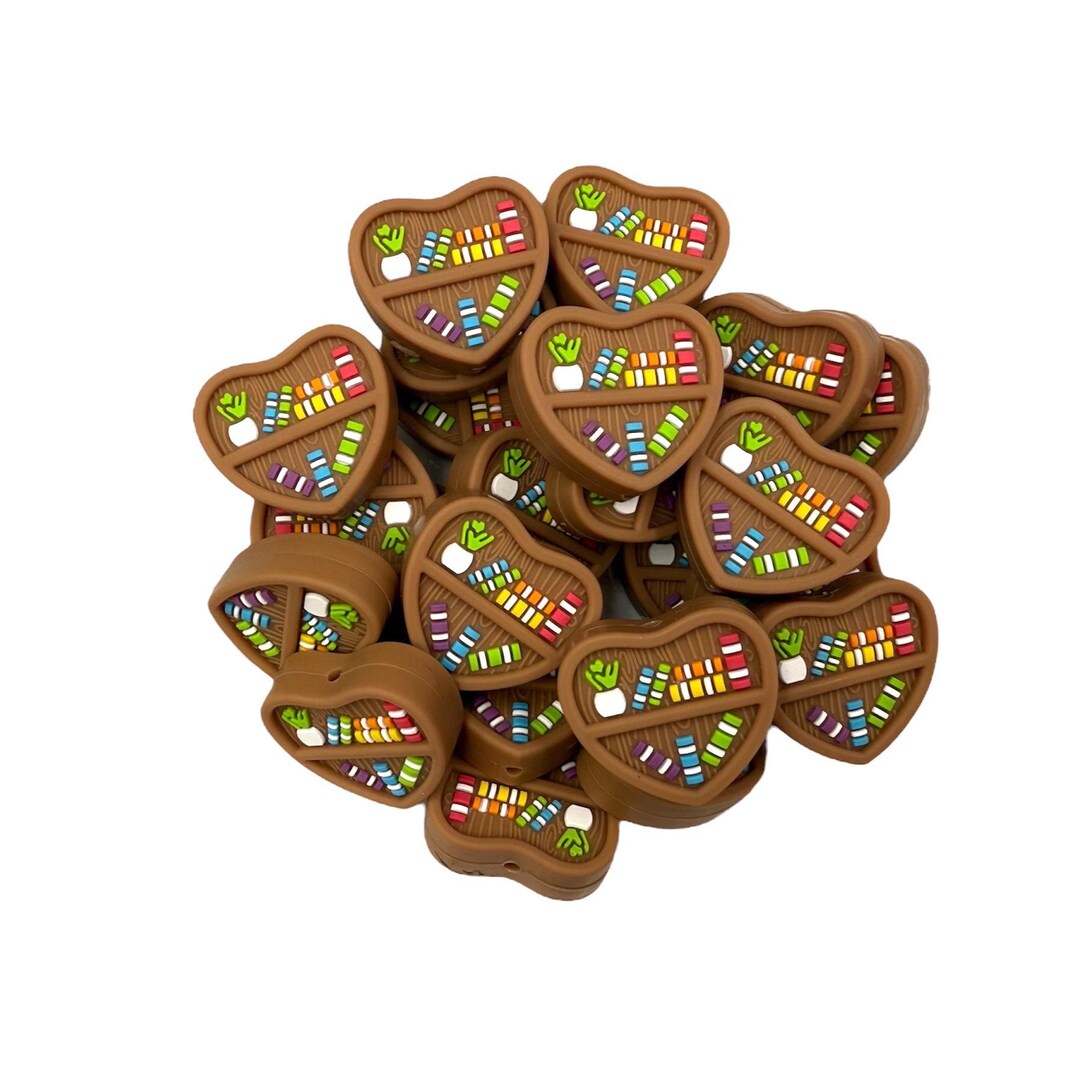 Dark Brown Heart Bookshelf Silicone Focal Beads - Etsy