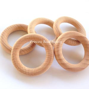 54mm Natural BEECH Wood Rings,  2&quot; Natural Unfinished Round Wood Rings,  Natural Wooden Rings, Wood Circle Donut Ring