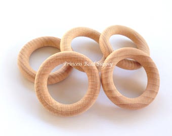 54mm Natural BEECH Wood Rings,  2" Natural Unfinished Round Wood Rings,  Natural Wooden Rings, Wood Circle Donut Ring