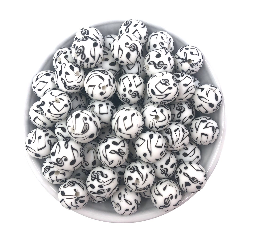 Bead Notes 15mm Music Note Print Silicone Beads - Etsy