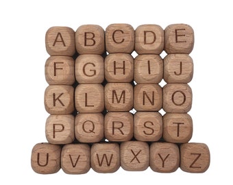 LARGE Wooden Alphabet Beads,  12mm Beech Wood Letter Beads, Wood Alphabet Beads, You Choose The Letters! Wooden Letter Beads