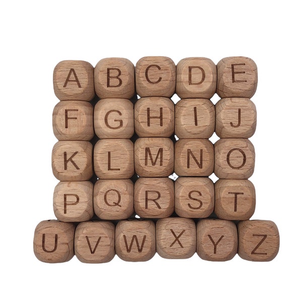 LARGE Wooden Alphabet Beads,  12mm Beech Wood Letter Beads, Wood Alphabet Beads, You Choose The Letters! Wooden Letter Beads