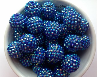 20mm Royal Blue AB Rhinestone Chunky Beads